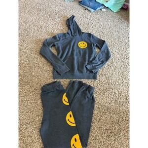 Aviator Nation Smiley Face Hoodie and Sweatpants Set kids  Grey Lounge XL